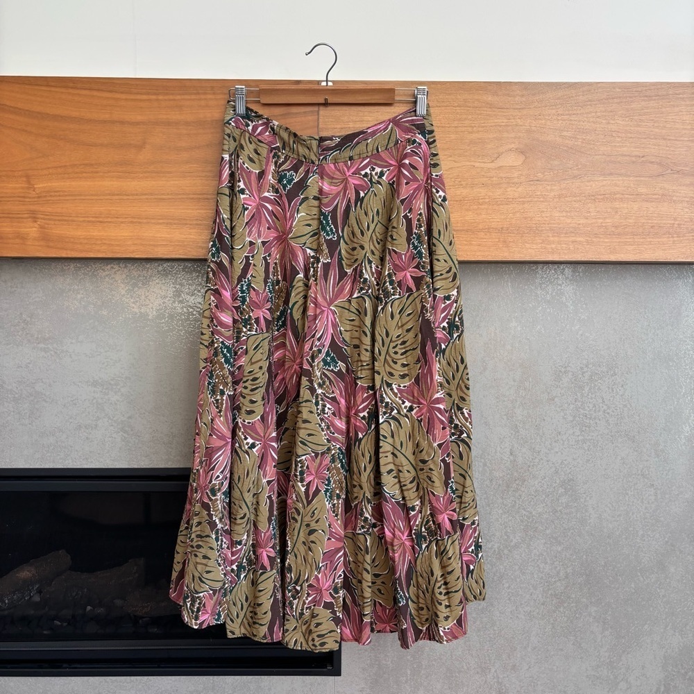 Madewell Crinkled Crepe Maxi Skirt in Brushstroke Monstera, Size 8 - Picture 10 of 14